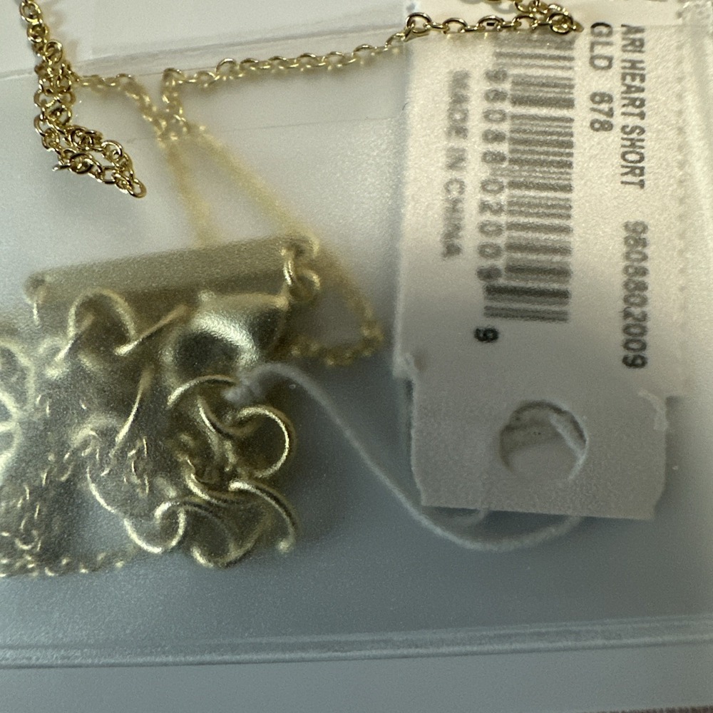 Kendra Scott Ari Heart Gold Tone Pendant Necklace Neon Pink Magnesite 15-17 Inch - Picture 7 of 8